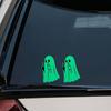 2-częściowy zestaw świecących naklejek z duchem pokazującym środkowy palec, świecące w nocy naklejki samochodowe z duchem, zabawne dekoracje na Halloween z duchem