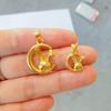 Gold-Plated Brass Big Ear Moon Rabbit Pendant Necklace - Perfect Gift for Girlfriend