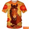 Chinese New Year Horse T-shirt For Men Women 2026 Happy New Year Round Neck Tee Shirts Polyester Family Short Sleeves Red Tops