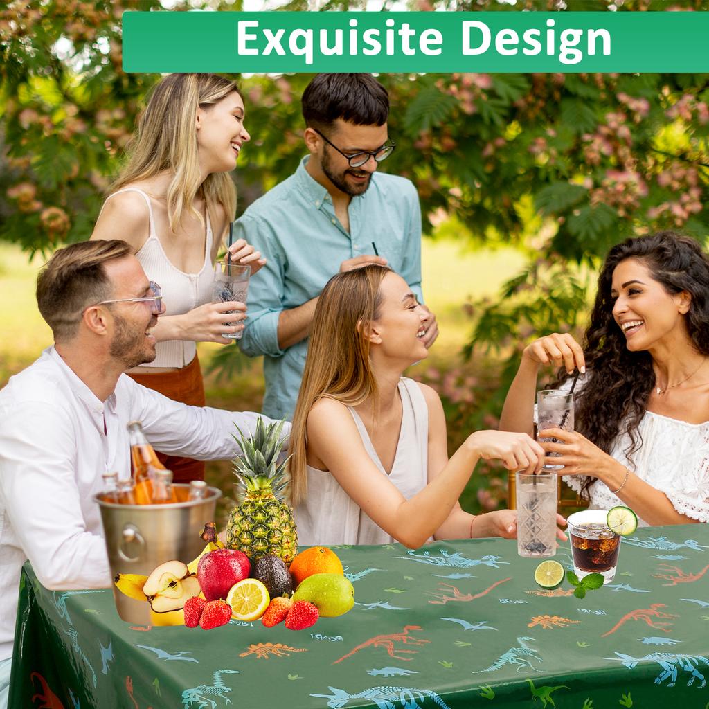 3Pcs Dinosaur Party Tablecloths Plastic Waterproof Oil-proof Reusable Decorative Dinosaur Table Covers for Kid Birthday Party