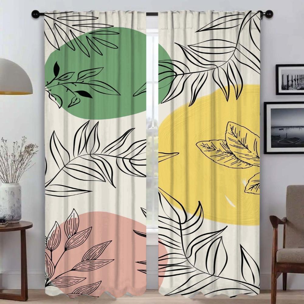 Gardiner för heminredning för vardagsrum Löv- och blomsterskärmar Mörkläggningsgardin Avdelare Tyll för sovrum Halloweendekoration