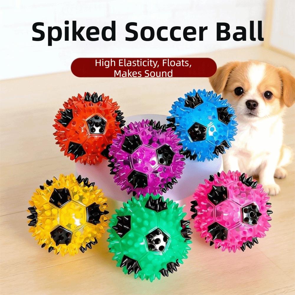Bite Resistant Squeaky Dog Toy Colorful Spiky Massage Ball Indoor Entertainment