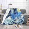 Great Wave During A Starry Night ( Click On Artist Notes ) Hot Sale Printing High Qiality Warm Flannel Blanket Great Wave