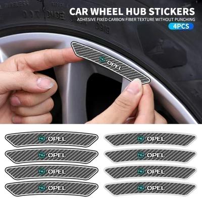 4Pcs Car Wheel Hub Rim Stickers Carbon Fiber Decals For Meriva Corsa Astra Vivaro Signum Insignia Mokka Adam Combo Junior