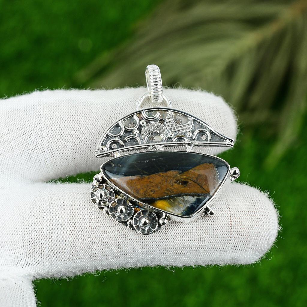 925 Sterling Silver Natural Nellite Wedding Anniversary Birthday Pendant Jewelry