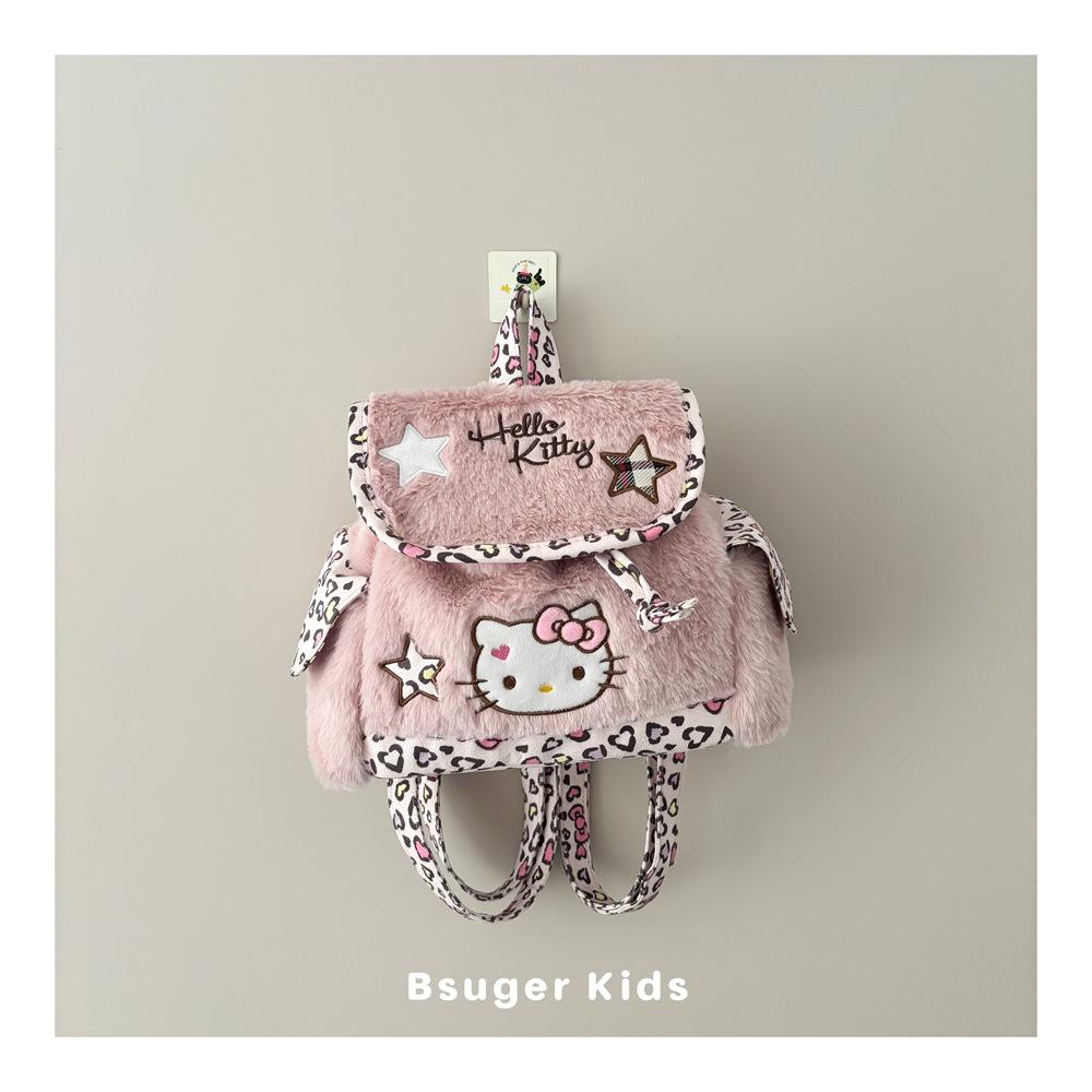 Schoolbagins new children's fluffy backpack girls fluffy cute cartoon Hello Kitty versatile baby backpack