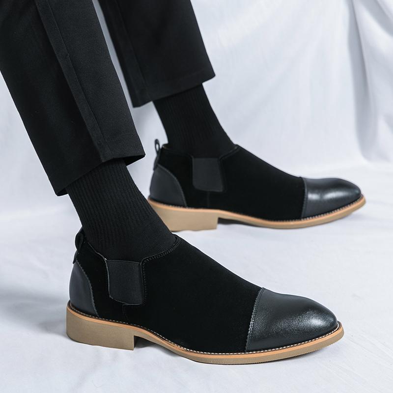 Autumn Winter Hot Selling Men's Ankle Boots Pointed Elegant Dress Shoes Retro Brown Men's High Top Business Leather Shoes