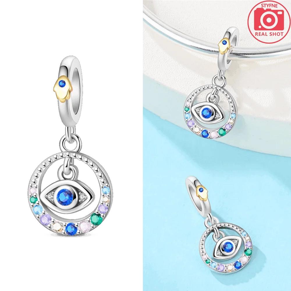 Authentic Original Charm Bead Components Blue Lucky Symbol Cross Heart Pendant Bead Component Copper Metal Bead Component Compatible With Bracelet