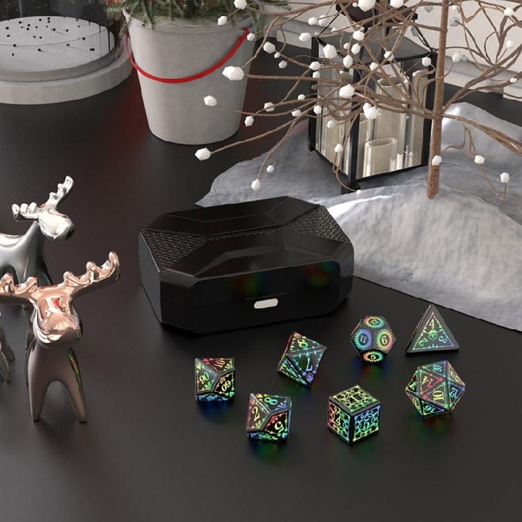 7 Pcs Rechargable Glowing Polyhedral Dices LED Light Electronic Dices Easy Use