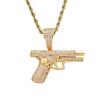 2026 New Fashion Hip Hop Crystal Pistol Pendant Personality Cool Rap Trend Pendant Necklace for Men Women Gift