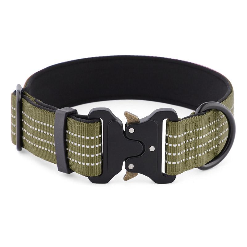 Heavy Duty Tactical Dog Collar with Quick Release Buckle Adjustable Reflective Pet Collar for Medium Large Dogs Outdoor Training
