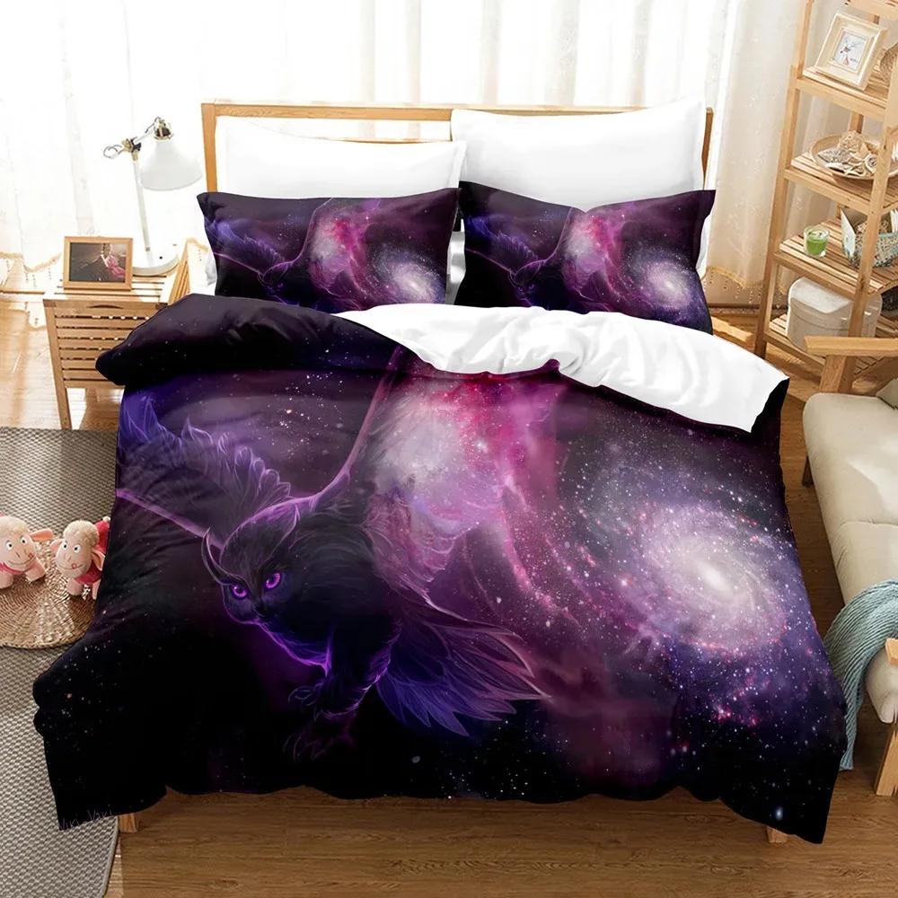 Owl Duvet Cover Set King/Queen Size,lovely Baby Owl Quilt Cover On A Tree,cute Wild Animal Polyester Bedding Set for Boys Teens