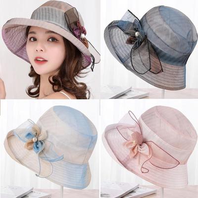 Summer Hat Women Wide Brim Sun Hat Wedding Sea Beach Hats for Women Ladies Hat with Bow