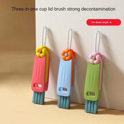 3 In 1 Cup Lid Cleaning Brush, Multifunctional Lid Cleaner Brush, Portable Crevice Cleaning Brush Set for Baby Bottle Gap Tight Spaces