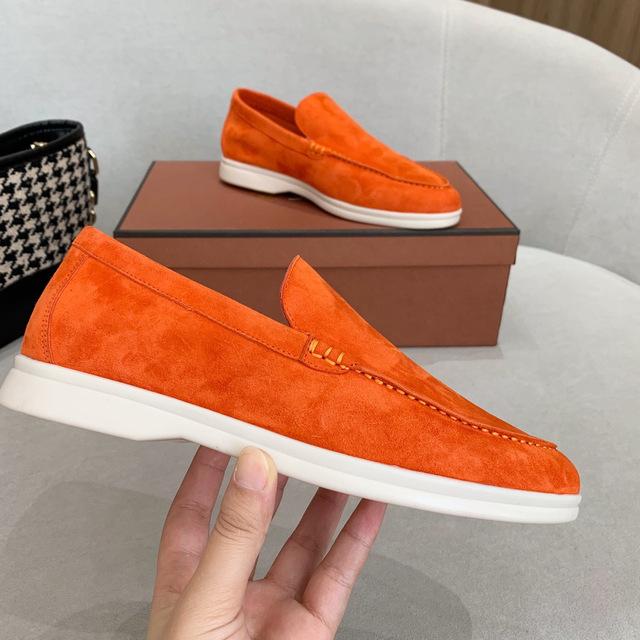 FOOTT Zomer Unisex Instappers Casual Schoenen Mode Zachte Zool Dames Schoenen Mode Leer Heren Schoenen 39 rood