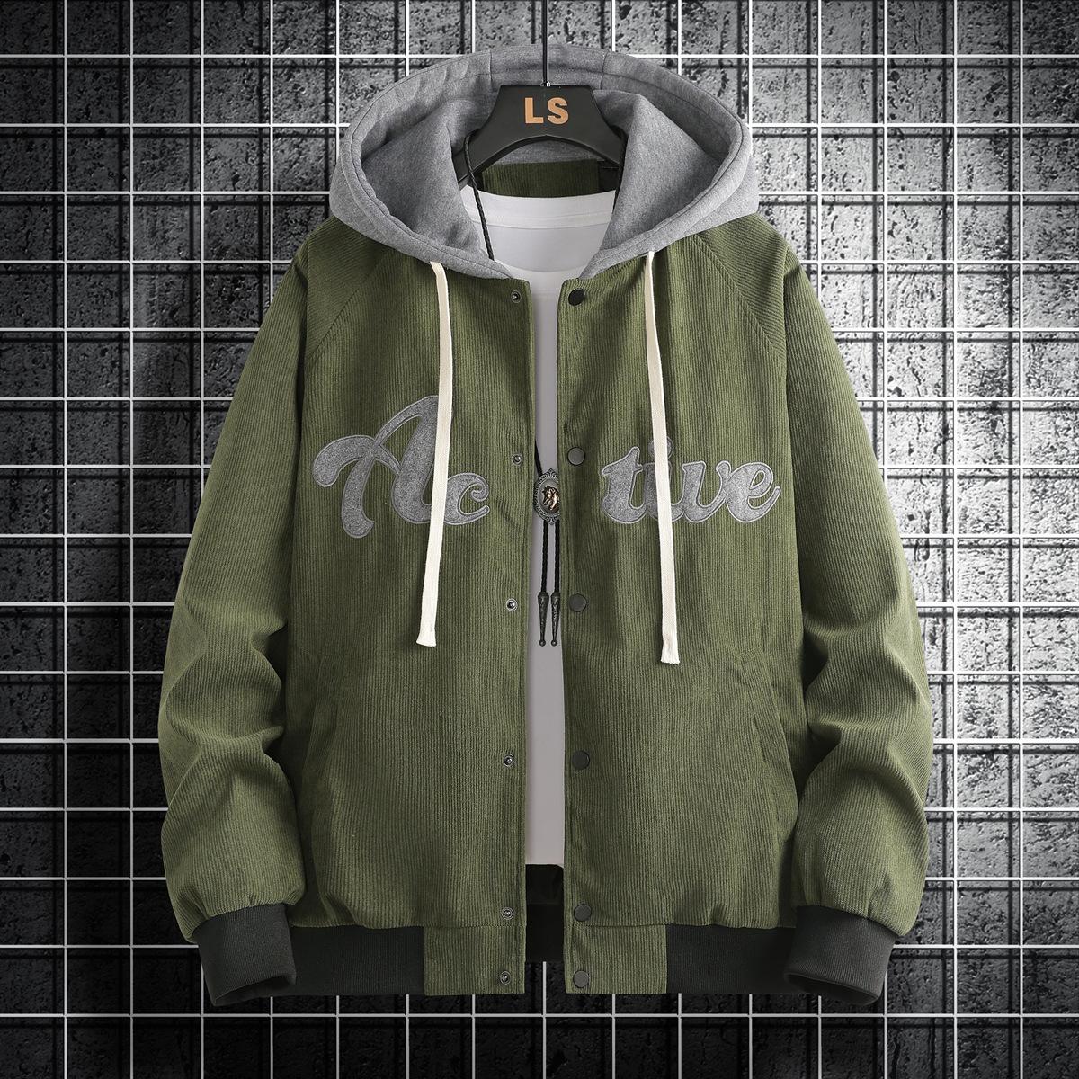 

Мужская зимняя куртка свитер повседневный джокер мужской свободный подростковый кардиган бейсбольная куртка 2XL зелёный