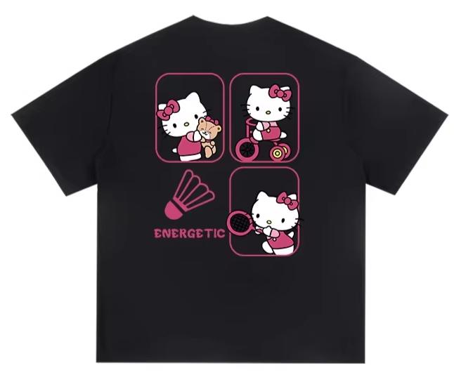 

2026 Hello Kitty Tee soft cotton short sleeve crew neck cute print lightweight summer top for Women daily casual wear S