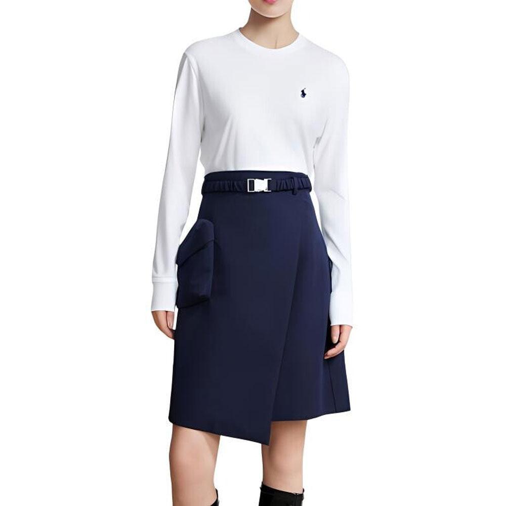 Polo Ralph Lauren T-skjorte Ss23 Ensfarget Rund hals Casual Pullover Langermet Dame Topper Hvit 323618711-001