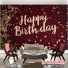 2D flat banner, 1 piece Party banner 2D printed "Elegant Wine Red Gold Shimmer Birthday Banner - yzb"