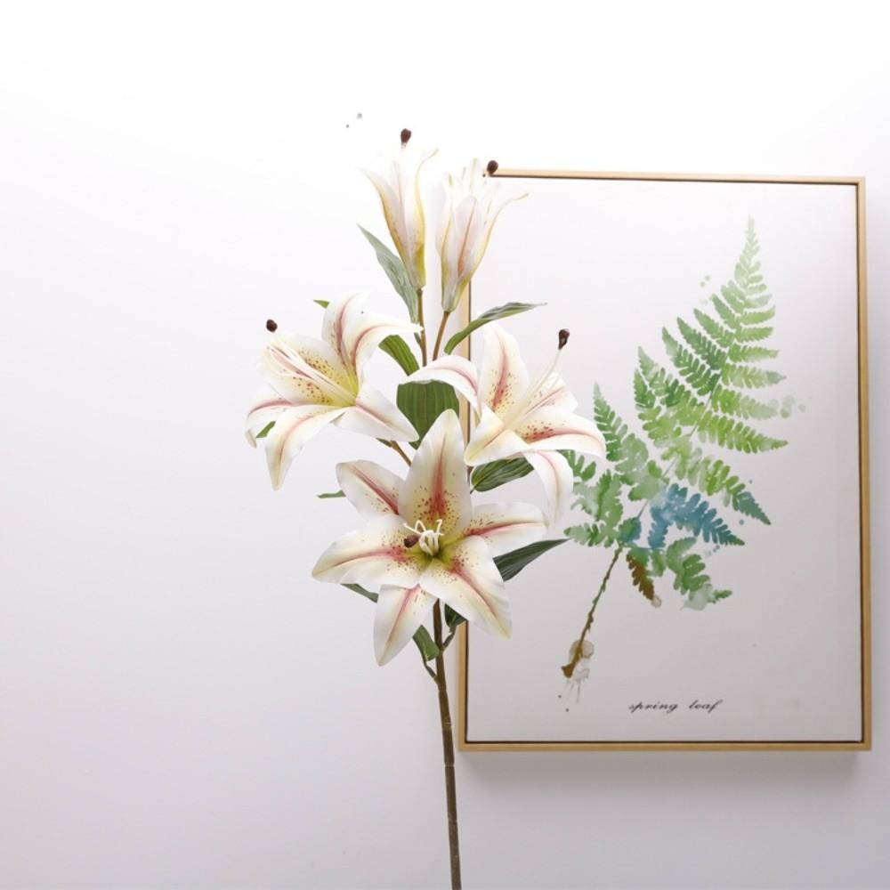 Echte Berührung Simulation Lilium Brownii Blume 5 Köpfe Künstliche Blumen Outdoor Gartendekoration
