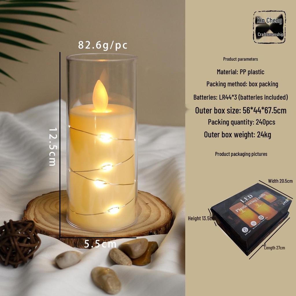 Simulated LED Candle String Lights with Acrylic Cups for Christmas, Birthdays, and Weddings