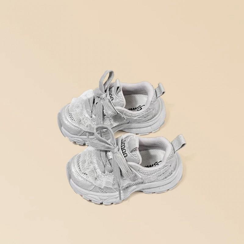 Youth style shoes Kids Breathable Mesh Lace-Up Sneakers Girls Boys Soft Rubber Sole Non-Slip Casual Dad Shoes