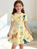 Vêtements pour enfants Fille Mignon Animal Drôle Cheval Impression Graphique 3D Robes d'Été Confortables Col Rond Vêtements Robe pour Filles