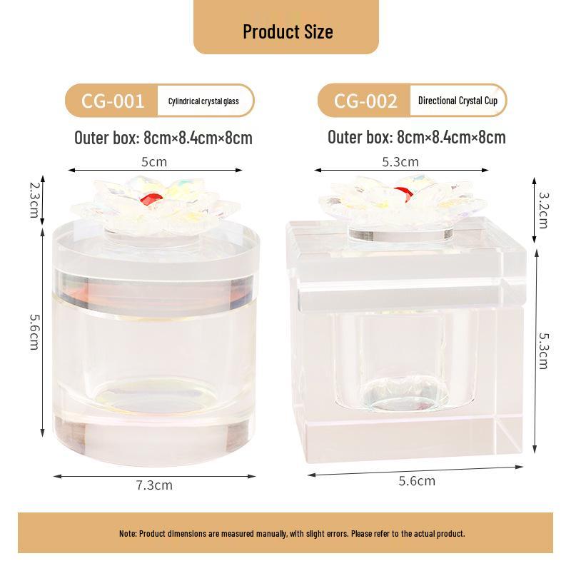 Sunflower Square Iridescent Glass Nail Art Brush Cleaning Cup with Lid