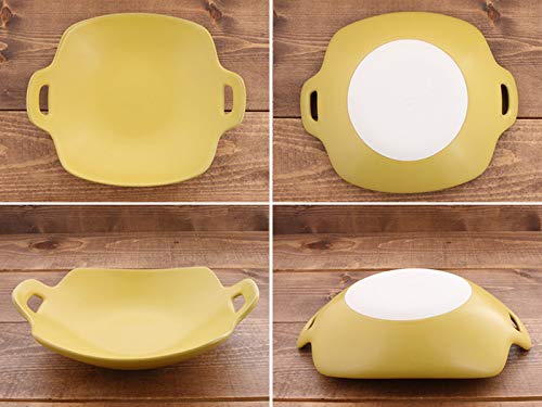 East Tableware Ovenware Cookware Set of 2 Yellow Platters, Serving Plates, Dinner Plates, Gratin Dish, Grill Plate (Yellow)