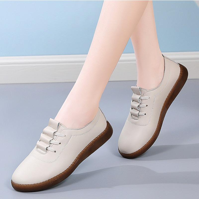 Nouvelles Chaussures Décontractées en Cuir pour Femmes à Semelle Souple Creuse Antidérapante