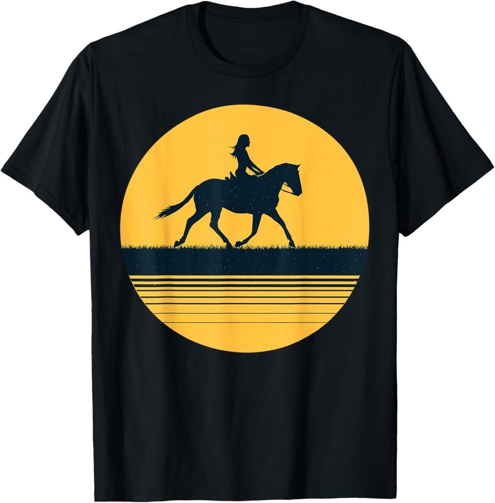 Horseback Ride Lover Girl Women Horse Rider at Sunset Gift T-Shirt