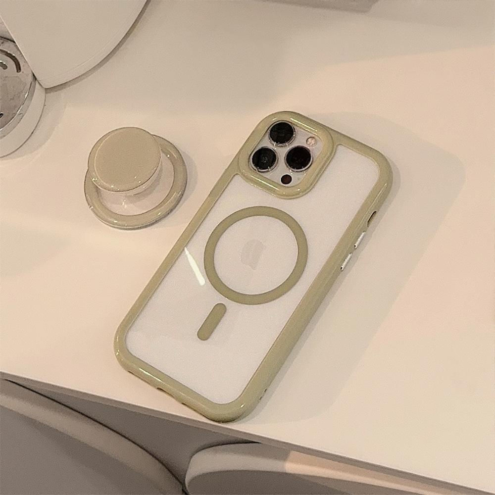 Simple Ins Solid Color Magnetic Bracket Iphone16 IPhone Case 15pro Max Suitable for 14 Acrylic 13