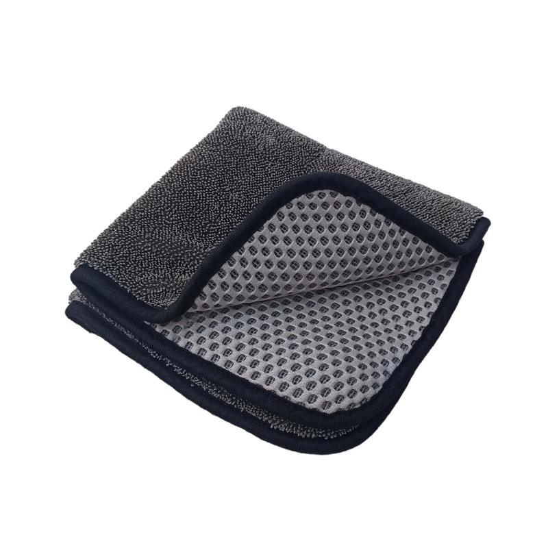 Double Side Car Cleaning Towel With Mesh Design Microfiber Towel Cloth For Scratch Free Drying & Dust Removal