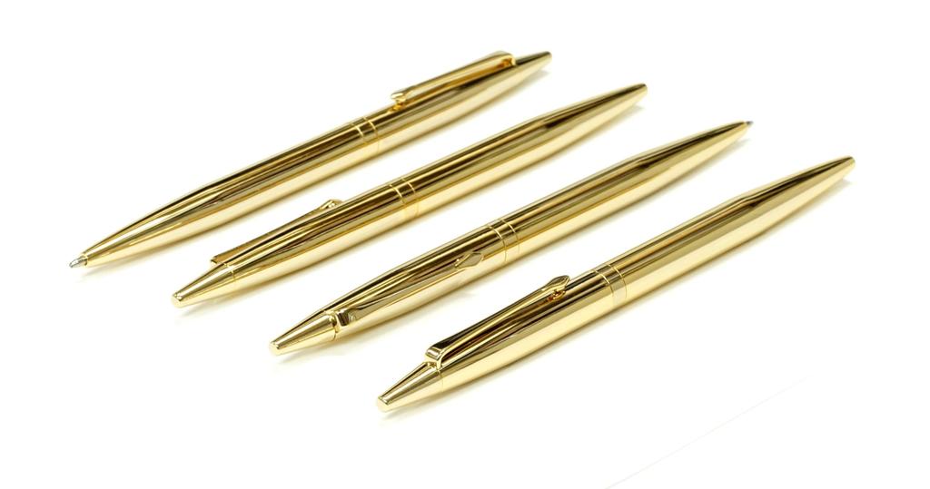 barrel Elegant Gold Twist Ballpoint Premium All-brass Pen, Boxed, K7-DS2-2, 2-Pack