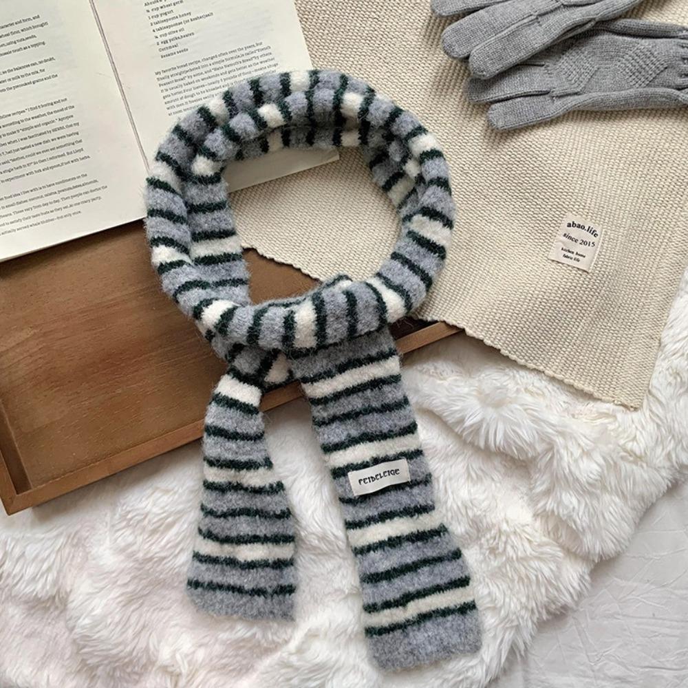 Harajuku Long Narrow Scarves Y2K Style Knitted Shawl Cool Y2K Striped Scarf  Outdoor