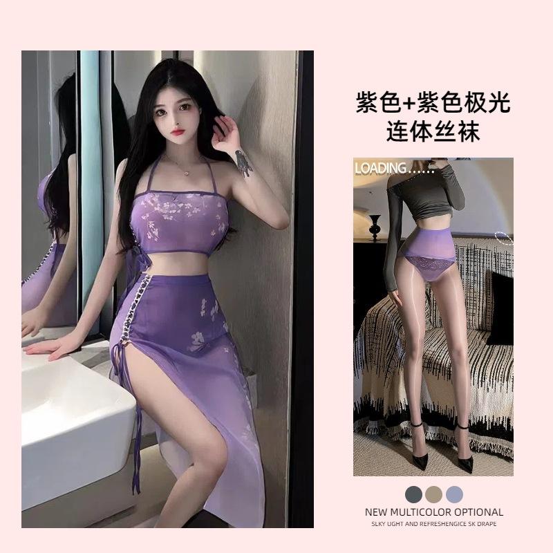 Sex Underwear Chinese Retro Dress Set Suspender Cheongsam Backless Sexy Hanfu Cosplay Pure Desire