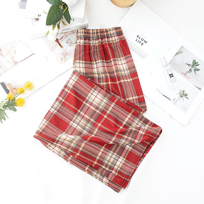 

Лето 2025 Женские брюки с высокой посадкой в клетку с широкими и прямыми штанинами One Size