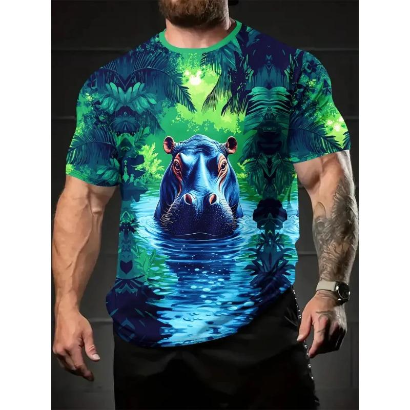 3D Printed Fashionable and Fun Animal Pattern T-shirts Hip Hop Casual Short Sleeved Men's T-shirts