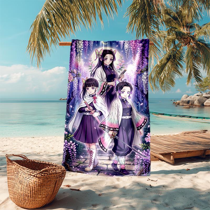 Japanese artist Koyoharu Gotouge's Demon Slayer beach towel, outdoor camping vacation swimming beach towel, outdoor absorbent bath towel blanket K6