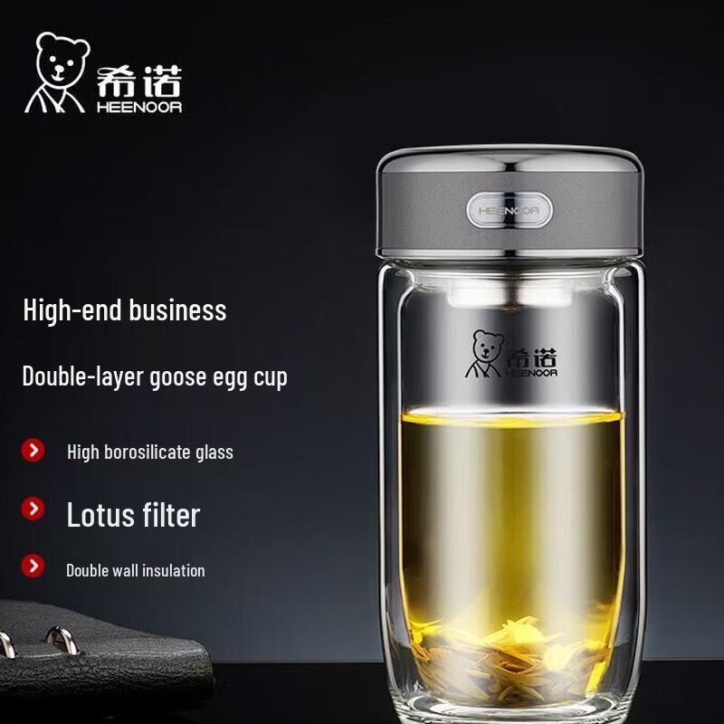 HEENOOR Double-Walled Glass Tea Infuser Tumbler