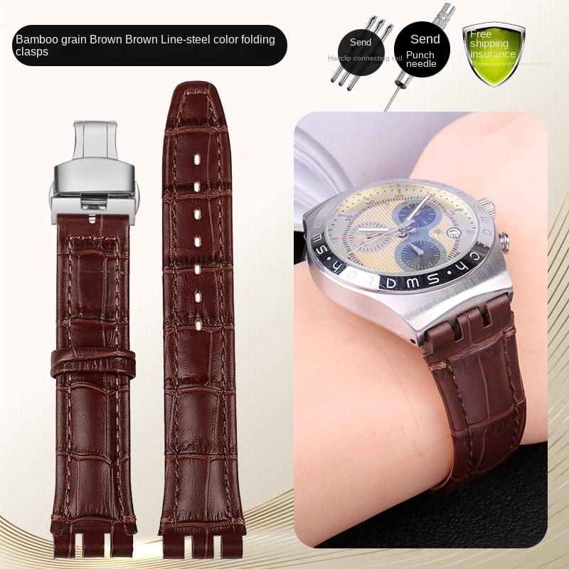 For swatch YCS YAS YGS series watch band 17mm 19mm genuine leather Wrist Strap Women men watch strap belt bracelet accessories
