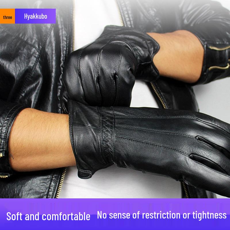 Unisex Patchwork Sheepskin Leather Gloves for Outdoor Cycling and Motorcycle Use