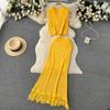 Gentle Cut Out Sleeveless Mid Length Long Length Tassel Summer Dress