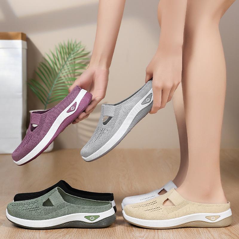 Women's Shoes Versatile Casual Shoes Breathable Toe Caps Half-slippers One-step Lazy Shoes Soft-soled Single Shoes