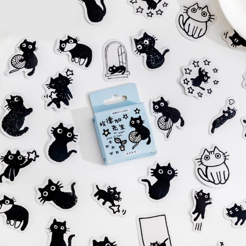 45 Pcs/Box Lovely Kitten Stickers Cats Theme Stickers Water Bottle Stickers Animals Decorative Stickers for Journaling