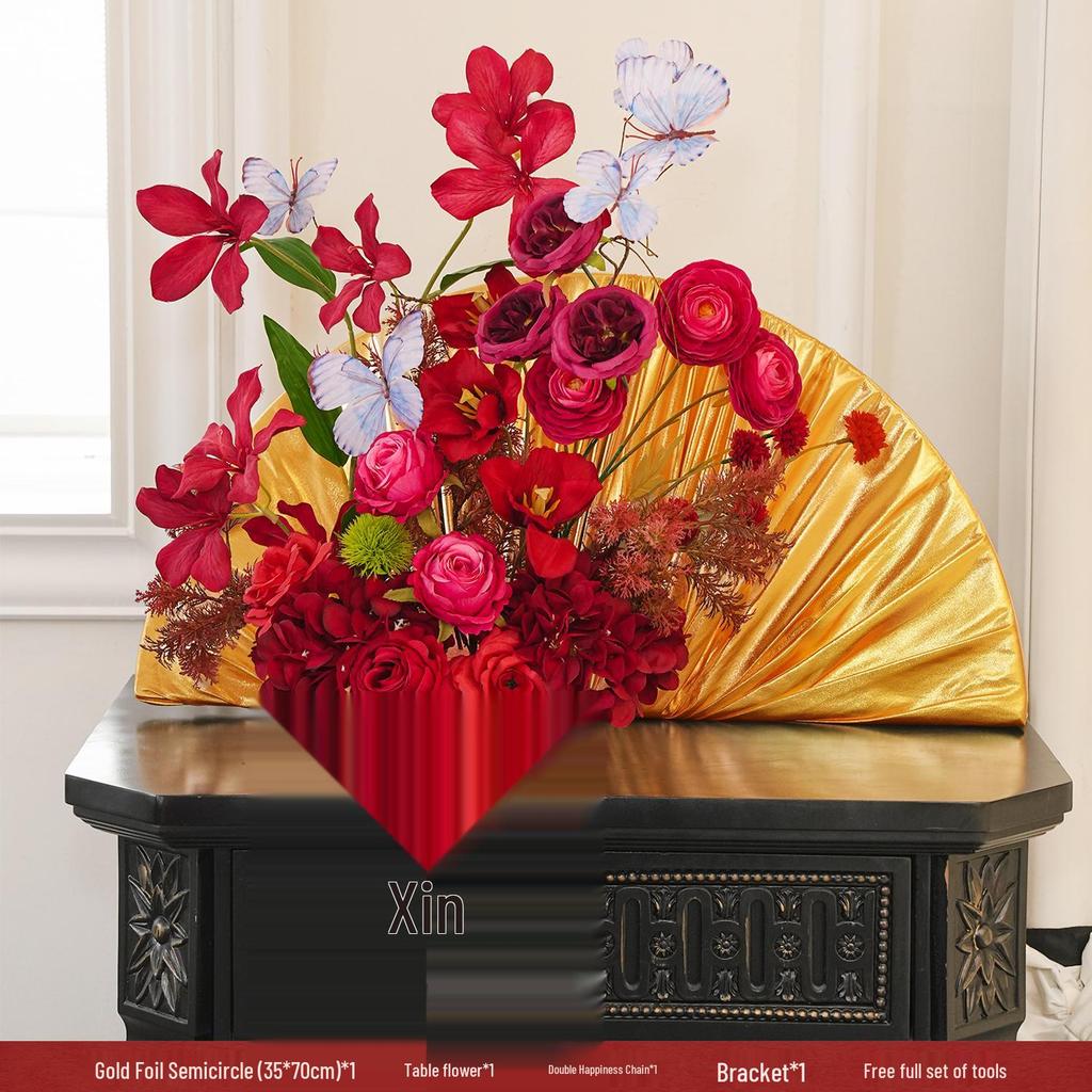 Double Happiness Pink Floral Wedding Room Decoration Set for Bedroom and Living Room
