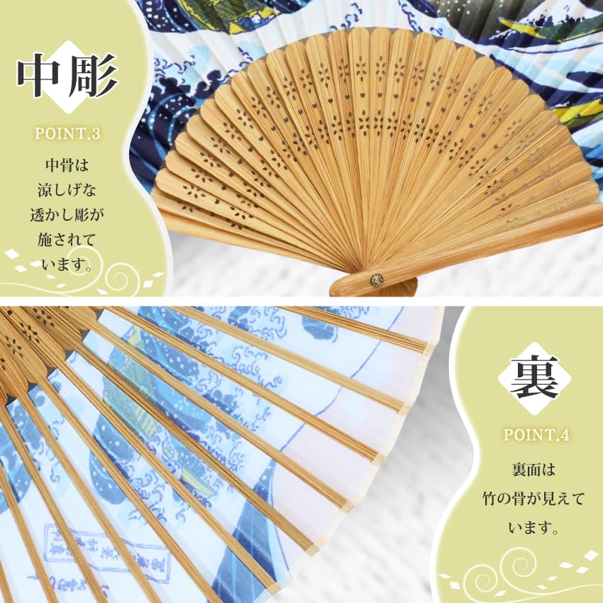 Folding Fan for Men and Stylish Japanese Single Fan in Box Hokusai Great Wave off [Osaka Choseido] Women, Souvenir, Polyester, (Katsushika Ukiyo-e