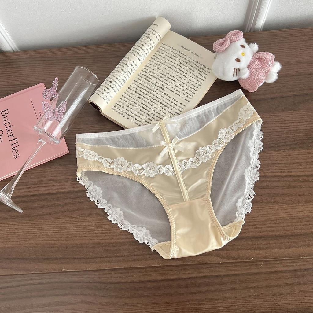 Slip da Ragazza Estivi Nuovi Sexy in Pizzo Rete di Raso Trasparenti a Vita Bassa a Triangolo