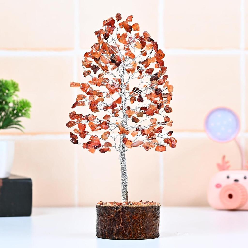 Carnelian Chakra Crystal Tree Good Luck Showpiece for Home Decor Items Crystals Gemstones Bonsai Money Tree