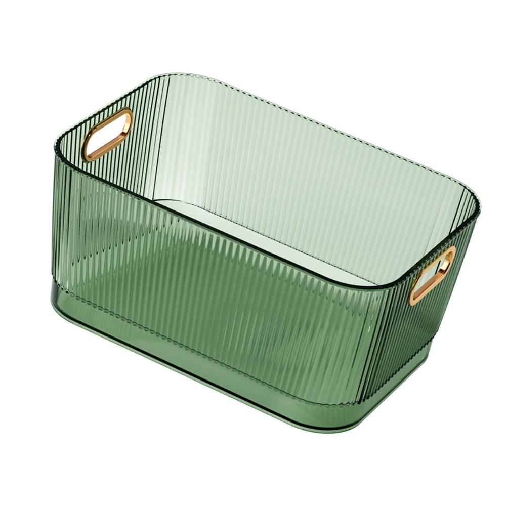 Vanity Transparent Desktop Storage Basket Green Multipurpose Desktop Organizer Space-Saving Rectangular Storage Basket Bathroom